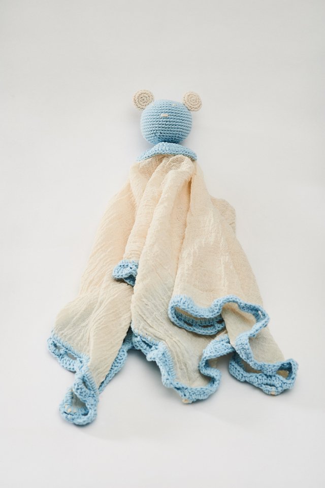 Organic Muslin Lovey Blanket Blue