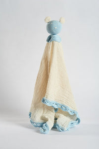 Organic Muslin Lovey Blanket Blue